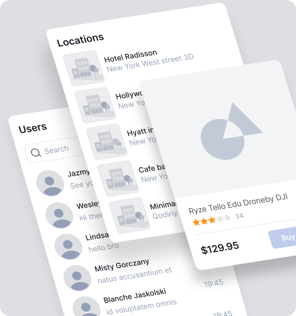 UI screenshots to demonstrate placeholder photos